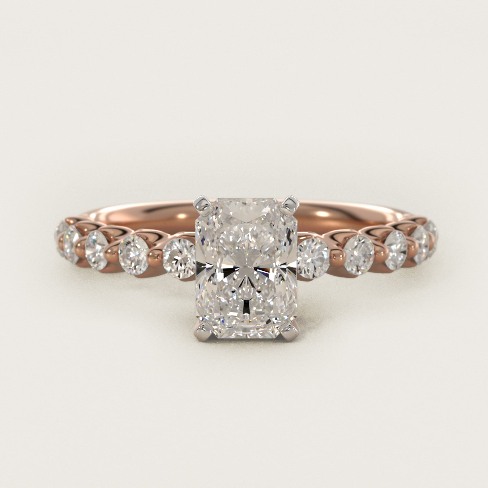 Floating Diamond Engagement Ring in 14k Rose Gold (3/8 ct.tw.) - Radiant Center
