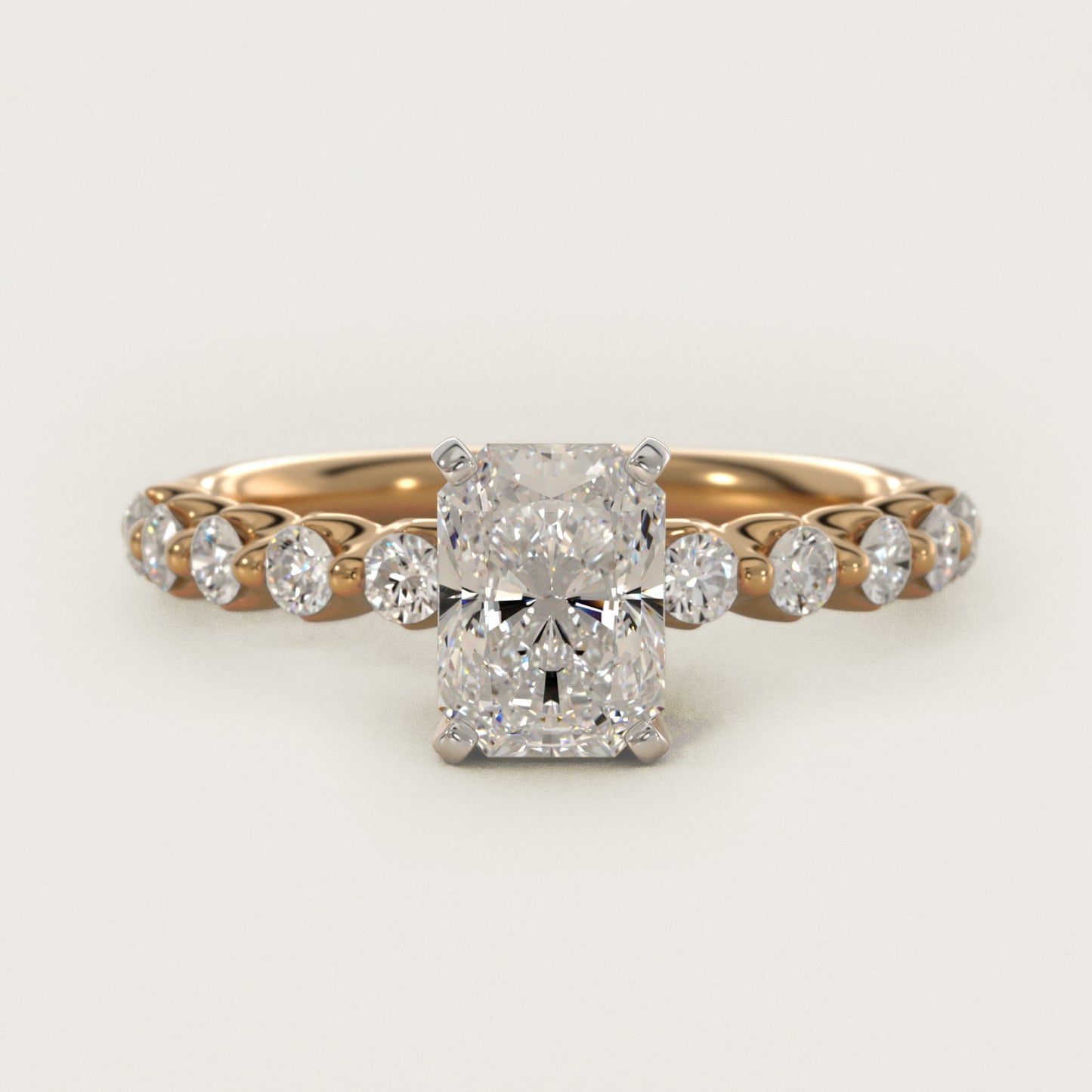 Floating Diamond Engagement Ring in 14k Yellow Gold (3/8 ct.tw.) - Radiant Center