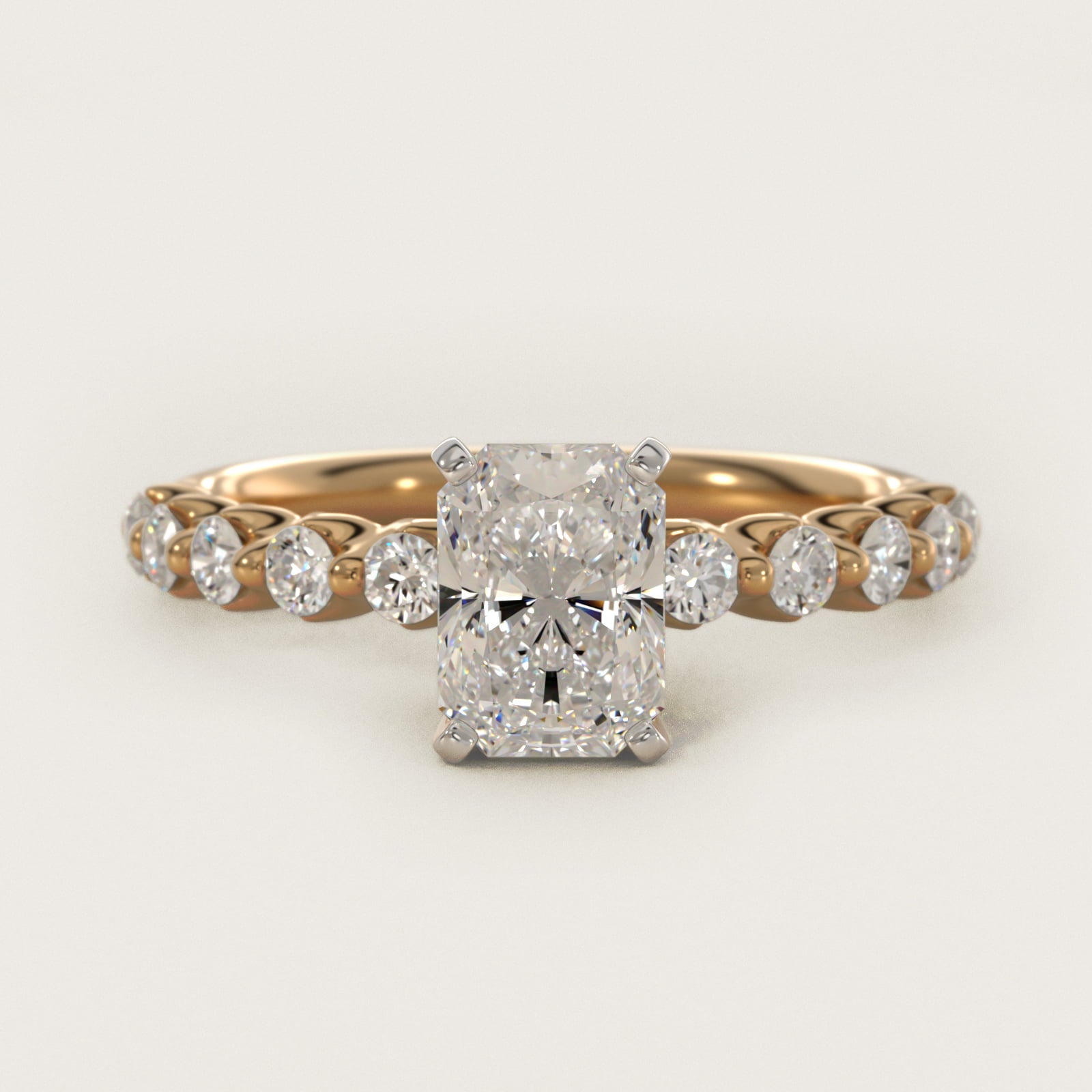 Floating Diamond Engagement Ring in 14k Yellow Gold (3/8 ct.tw.) - Radiant Center