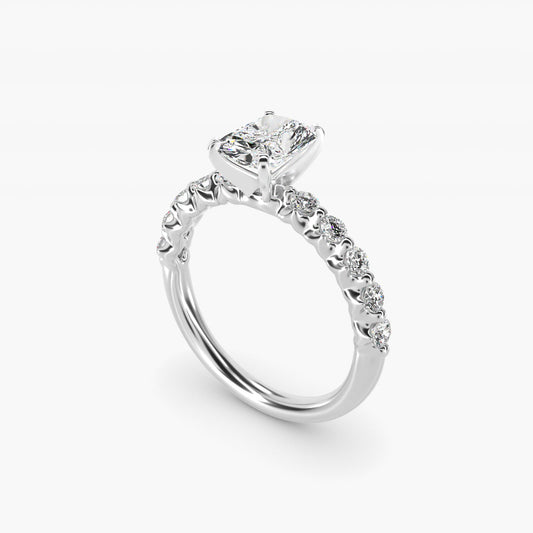 Floating Diamond Engagement Ring in Platinum (3/8 ct.wt.) - Radiant Center