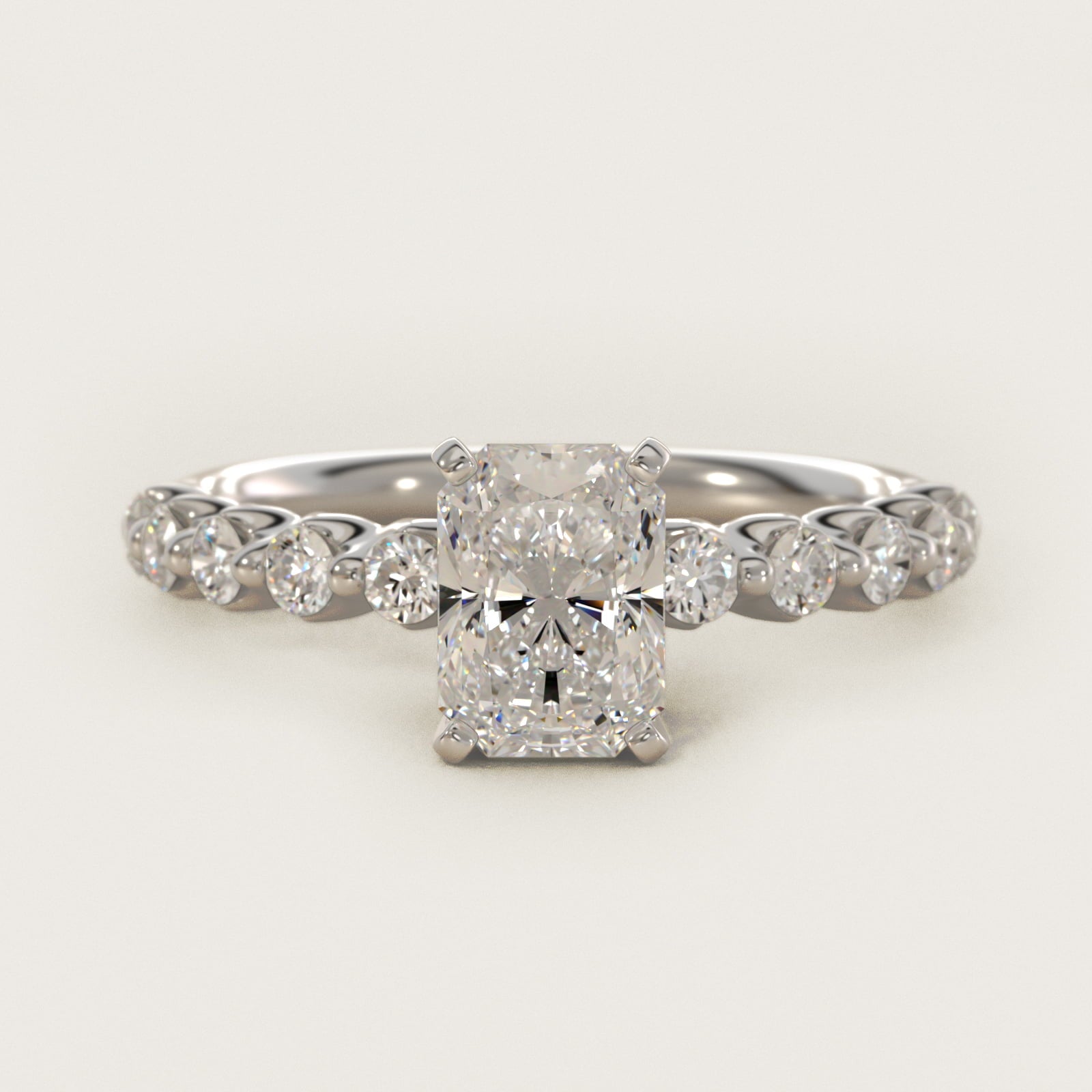 Floating Diamond Engagement Ring in Platinum (3/8 ct.wt.) - Radiant Center