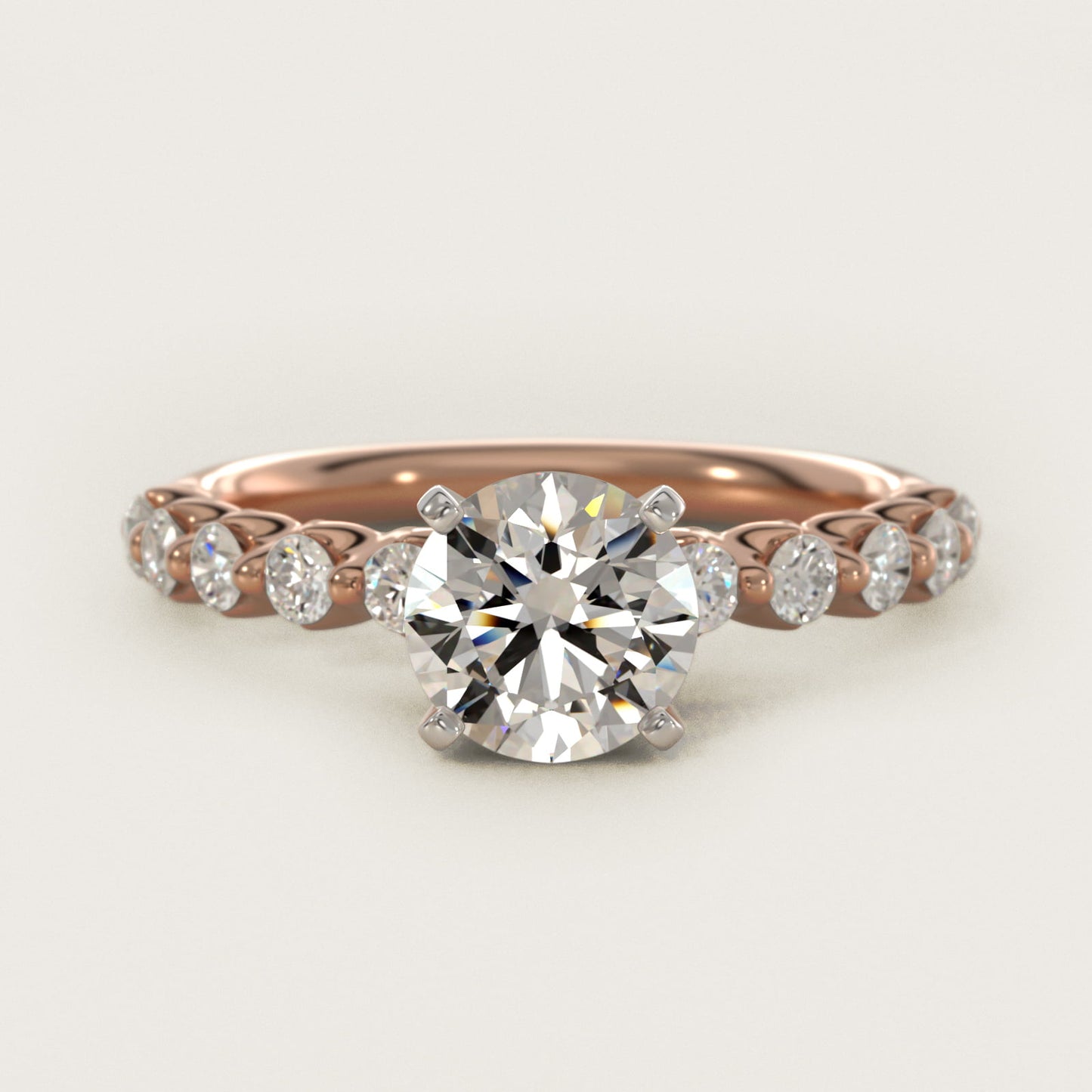 Floating Diamond Engagement Ring in 14k Rose Gold (3/8 ct.tw.) - Round Center