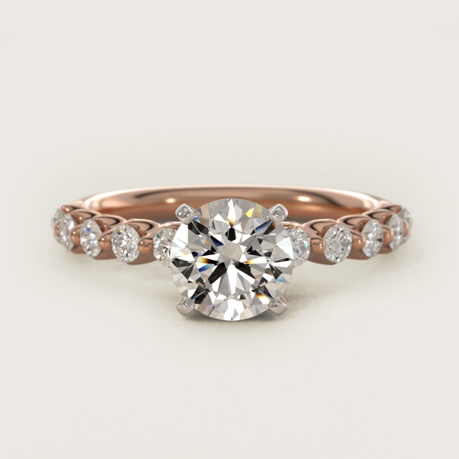 Floating Diamond Engagement Ring in 18k Rose Gold (3/8 ct.tw.) - Round Center