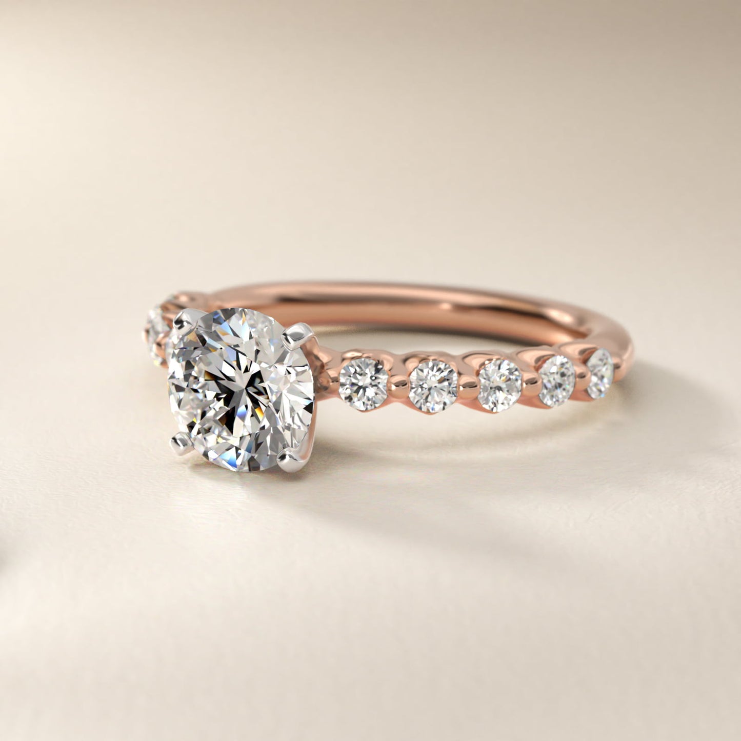 Floating Diamond Engagement Ring in 18k Rose Gold (3/8 ct.tw.) - Round Center