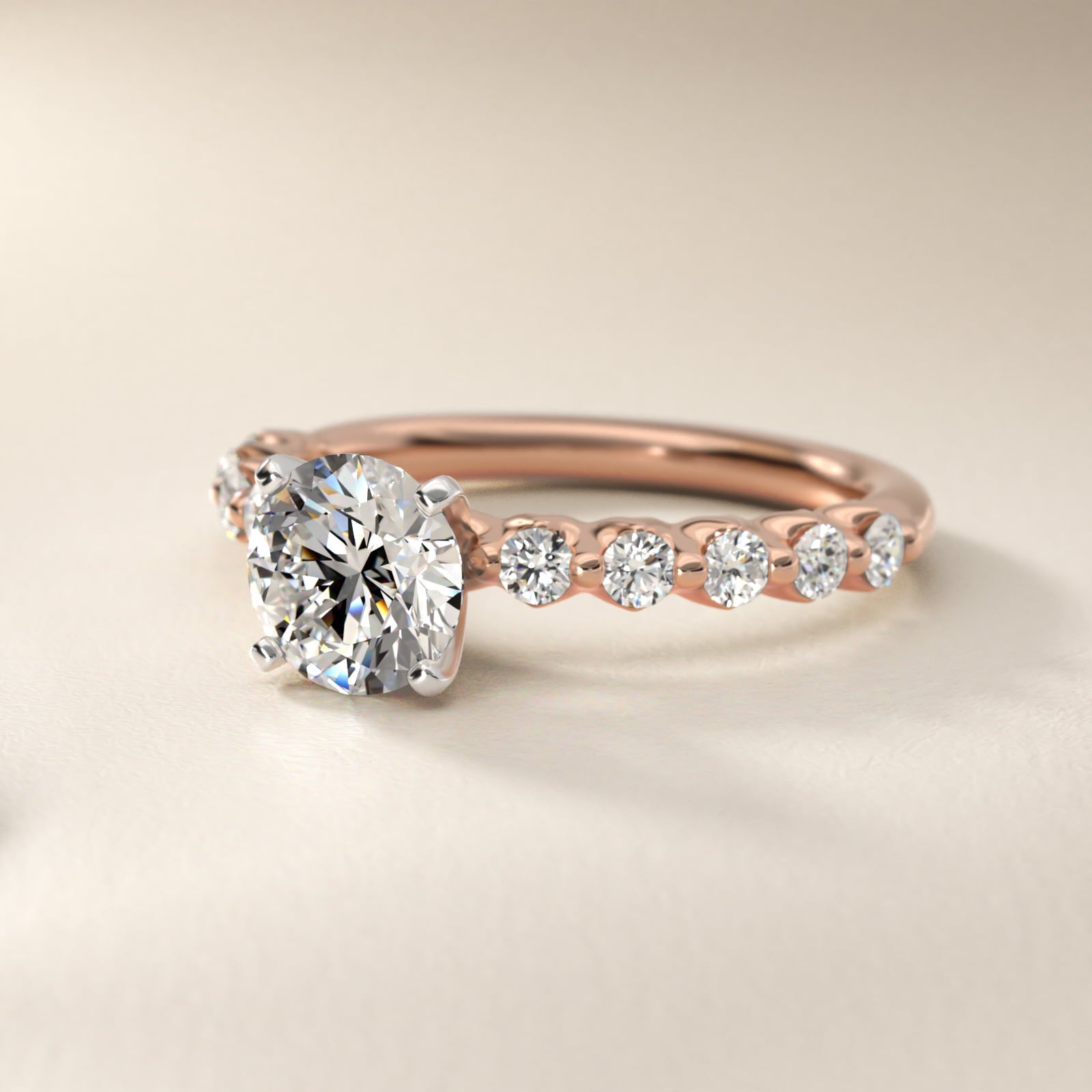 Floating Diamond Engagement Ring in 18k Rose Gold (3/8 ct.tw.) - Round Center