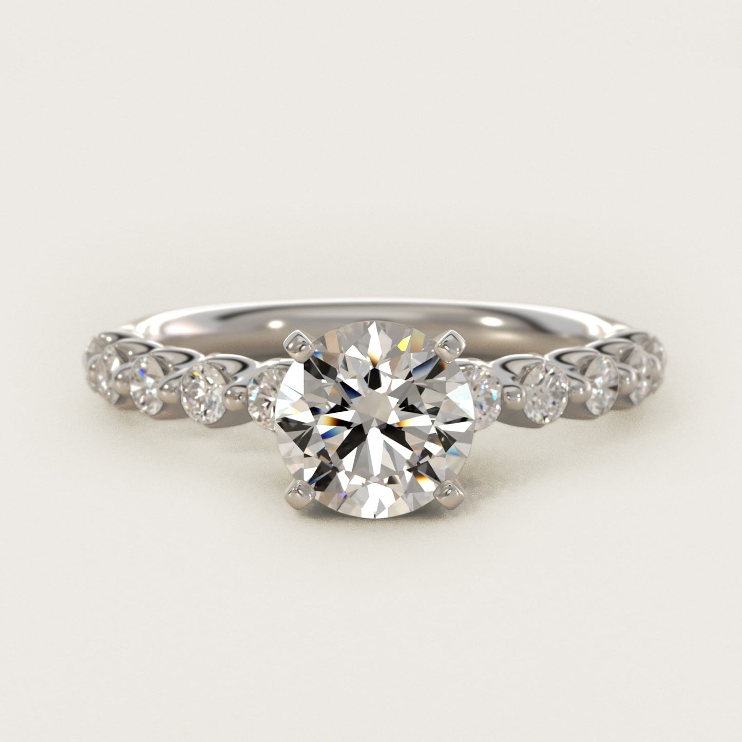 Floating Diamond Engagement Ring in 18k White Gold (3/8 ct.tw.) - Round Center