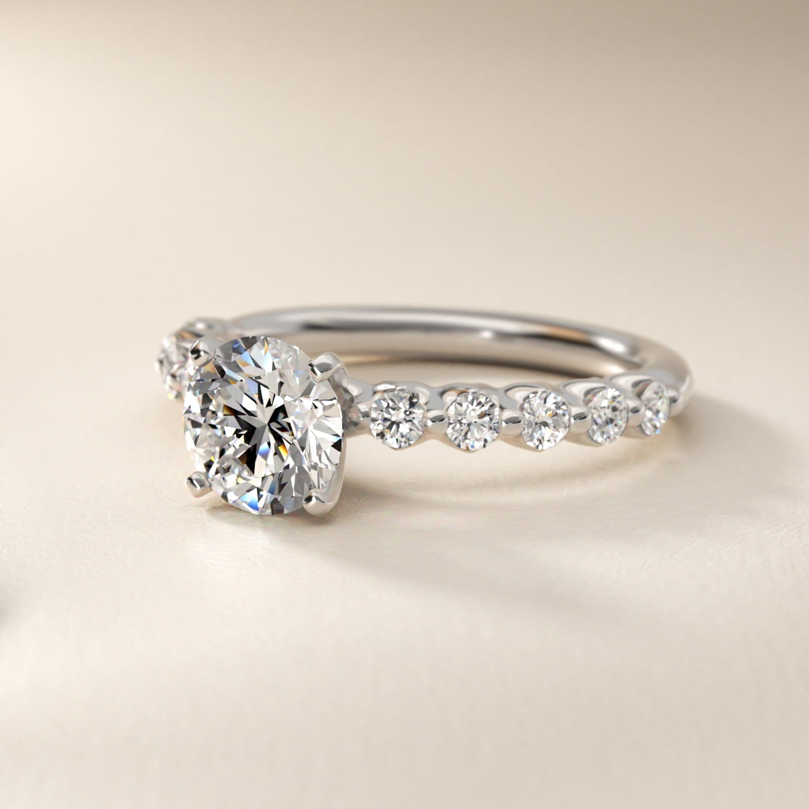 Floating Diamond Engagement Ring in 18k White Gold (3/8 ct.tw.) - Round Center