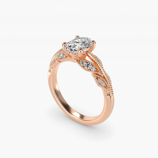 Floral Bouquet Vintage-Style Engagement Ring In 18k Rose Gold By James Allen - Oval Center