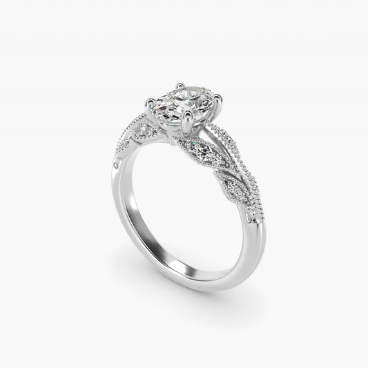 Floral Bouquet Vintage-Style Engagement Ring In 18K White Gold By James Allen - Oval Center