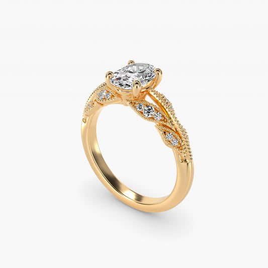 Floral Bouquet Vintage-Style Engagement Ring In 18k Yellow Gold By James Allen - Oval Center