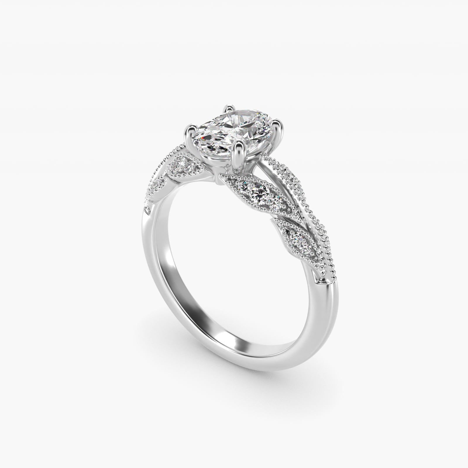 Floral Bouquet Vintage-Style Engagement Ring In Platinum By James Allen - Oval Center
