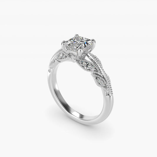 Floral Bouquet Vintage-Style Engagement Ring In Platinum By James Allen - Princess Center
