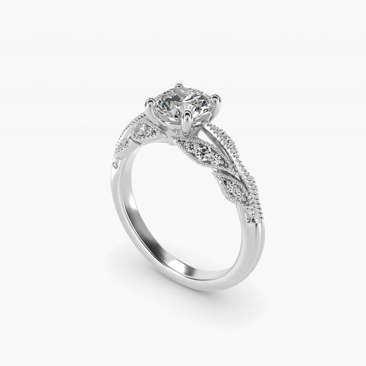 Floral Bouquet Vintage-Style Engagement Ring In 18K White Gold By James Allen - Round Center
