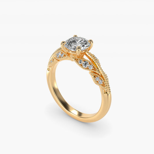 Floral Bouquet Vintage-Style Engagement Ring In 18k Yellow Gold By James Allen - Round Center