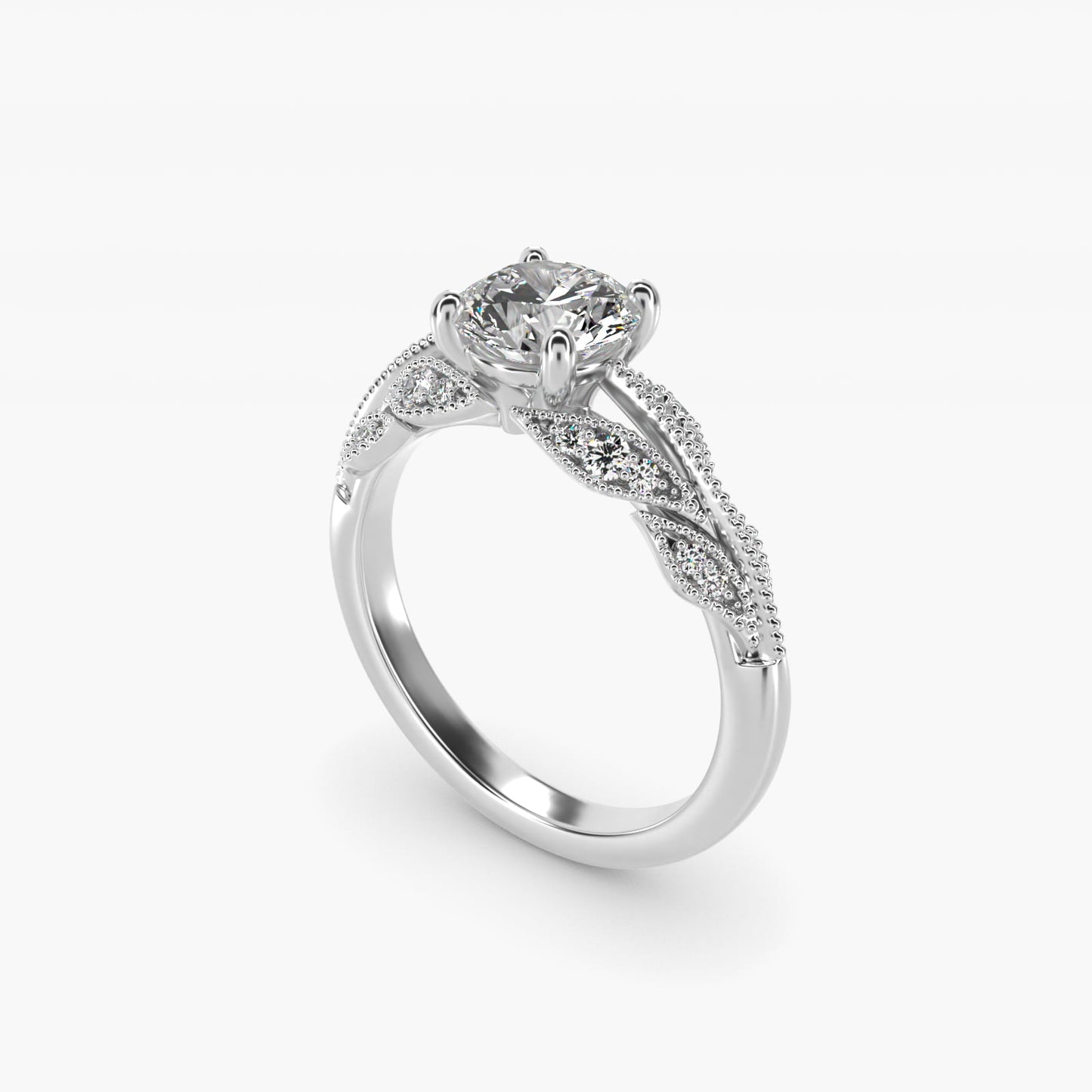 Floral Bouquet Vintage-Style Engagement Ring In Platinum By James Allen - Round Center
