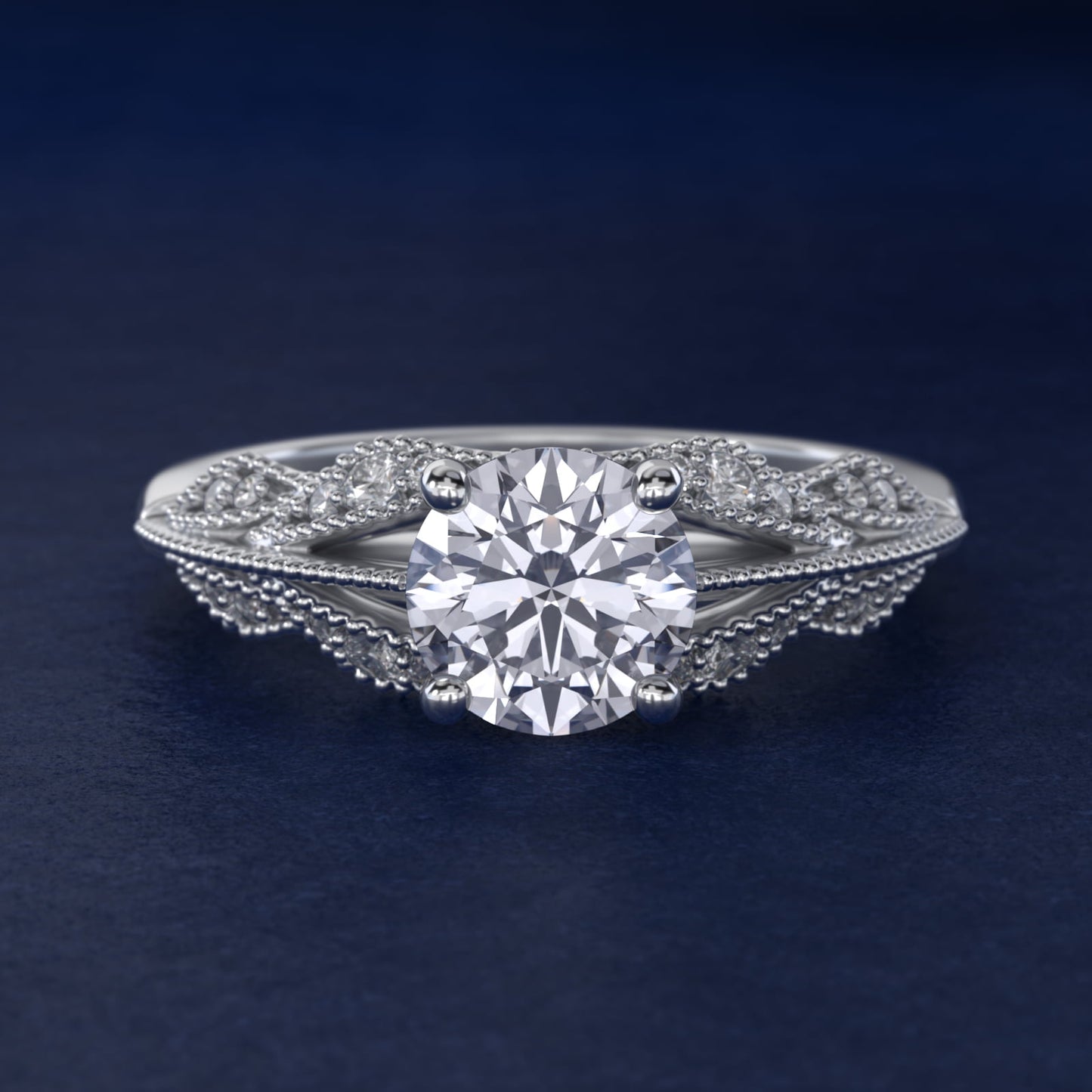 Floral Bouquet Vintage-Style Engagement Ring In Platinum By James Allen - Round Center