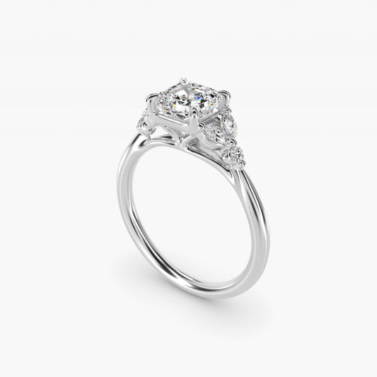 Floral Marquise Diamond Engagement Ring in Platinum - Asscher Center