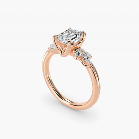 Floral Motif Diamond Accent Side Stone Engagement Ring In 14K Rose Gold By James Allen - Emerald Center