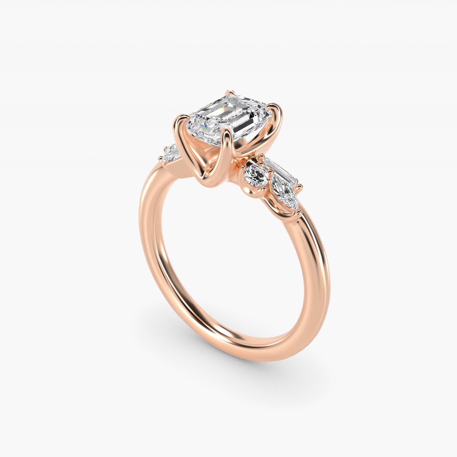 Floral Motif Diamond Accent Side Stone Engagement Ring In 18k Rose Gold By James Allen - Emerald Center
