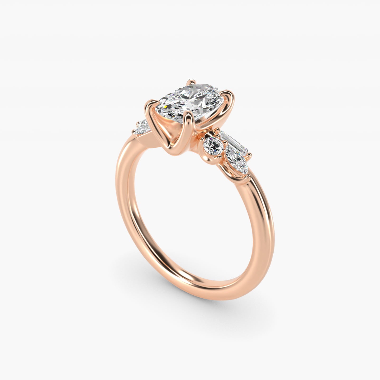 Floral Motif Diamond Accent Side Stone Engagement Ring In 18k Rose Gold By James Allen - Oval Center