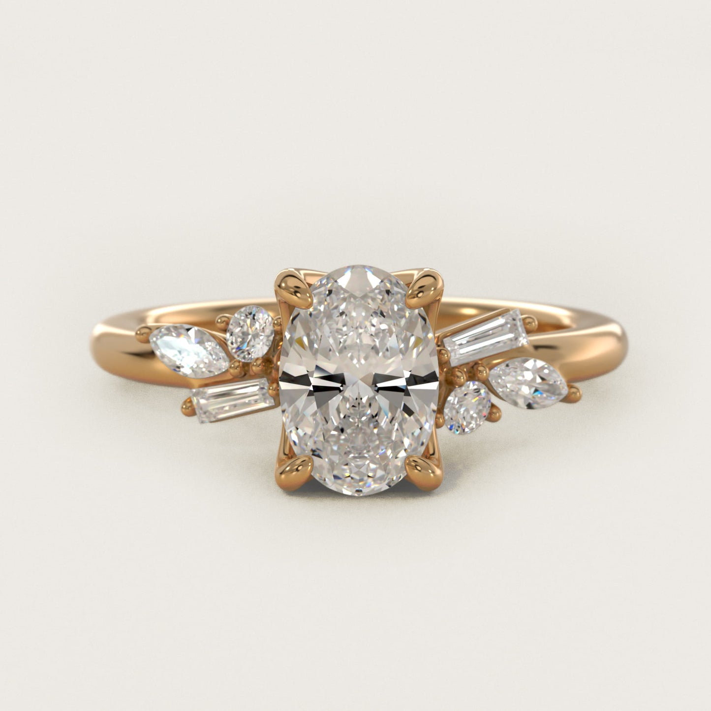 Floral Motif Diamond Accent Side Stone Engagement Ring In 18k Yellow Gold By James Allen - Oval Center