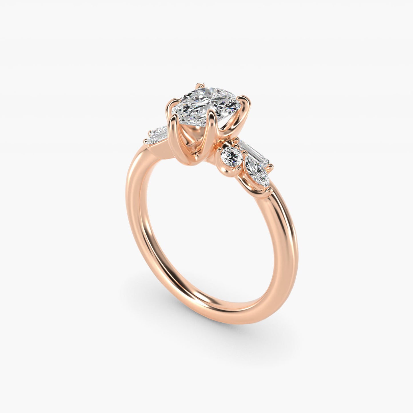 Floral Motif Diamond Accent Side Stone Engagement Ring In 18k Rose Gold By James Allen - Pear Center