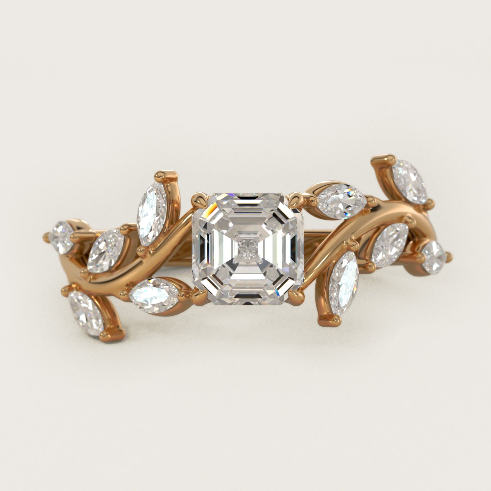 Floral Side Stone Diamond Engagement Ring In 18k Yellow Gold By James Allen - Asscher Center