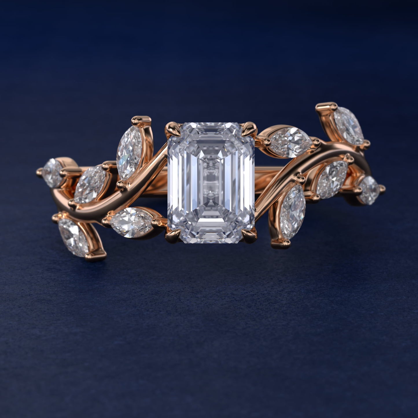 Floral Side Stone Diamond Engagement Ring In 14K Rose Gold By James Allen - Emerald Center