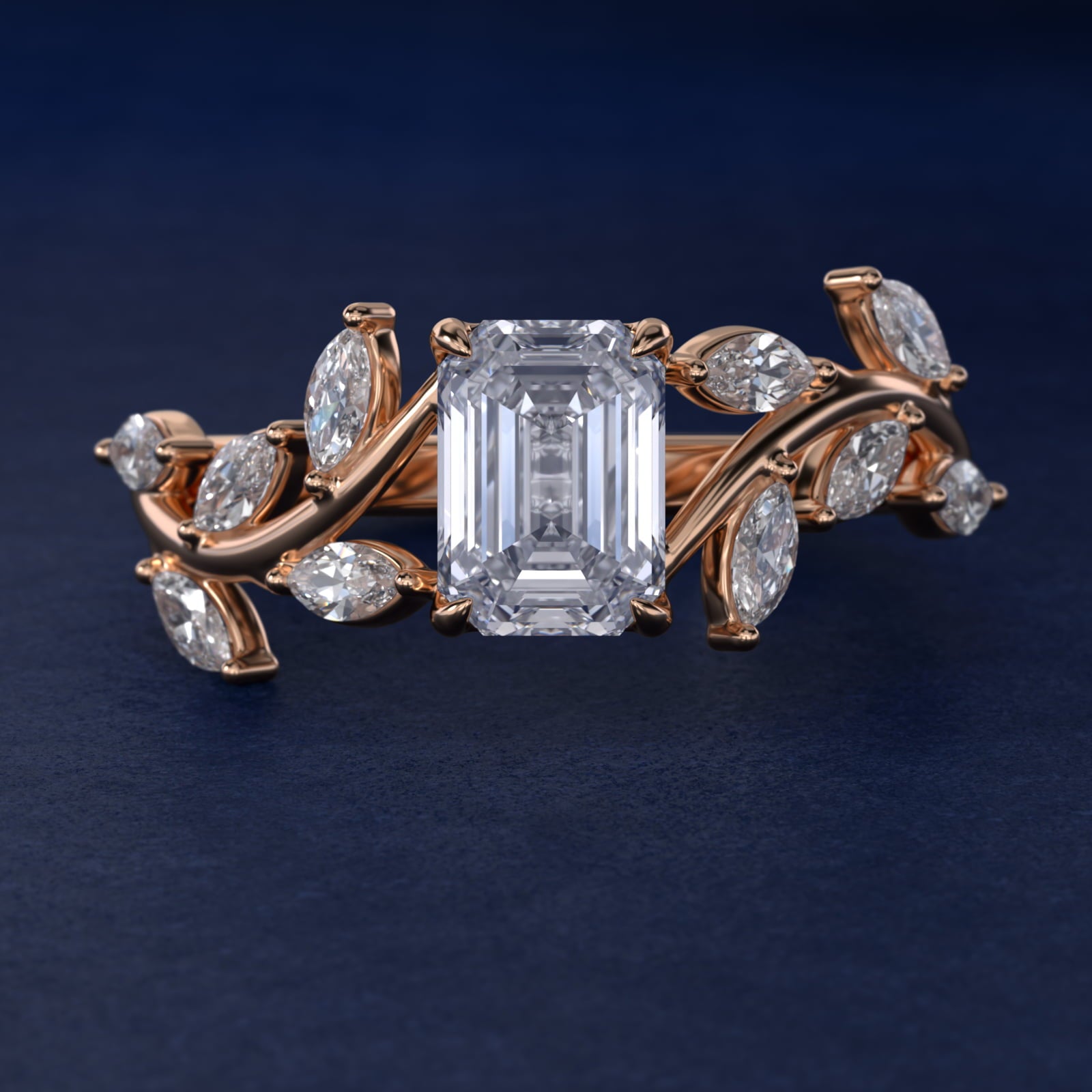 Floral Side Stone Diamond Engagement Ring In 14K Rose Gold By James Allen - Emerald Center