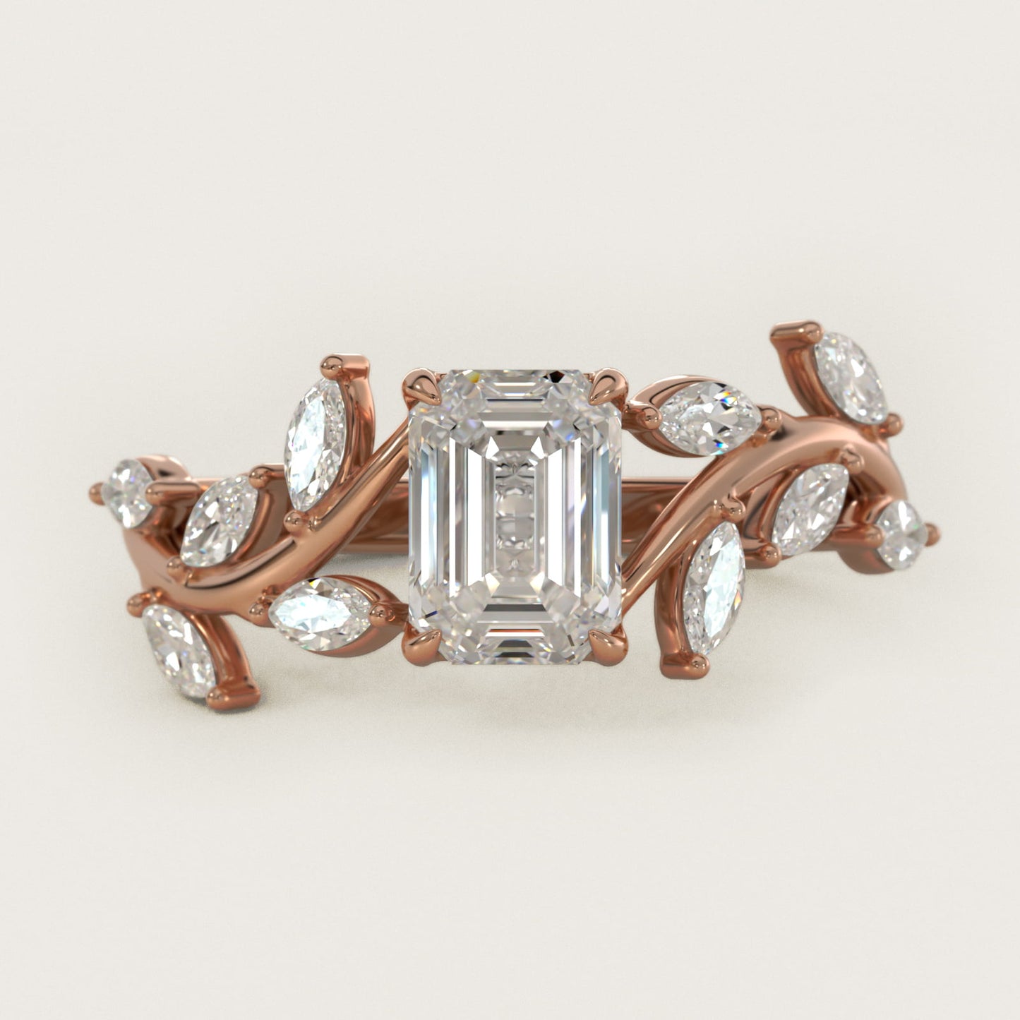 Floral Side Stone Diamond Engagement Ring In 18k Rose Gold By James Allen - Emerald Center