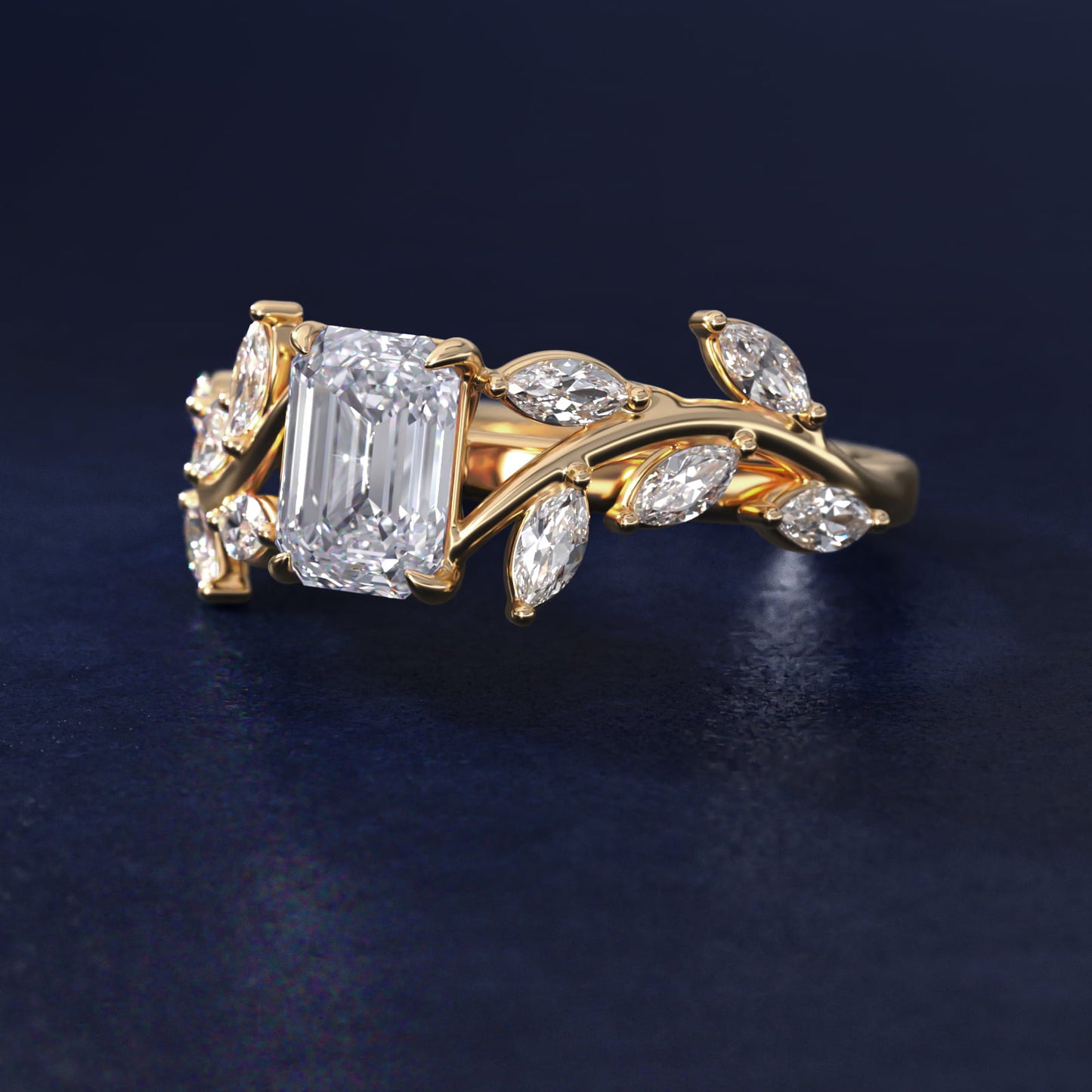 Floral Side Stone Diamond Engagement Ring In 18k Yellow Gold By James Allen - Emerald Center