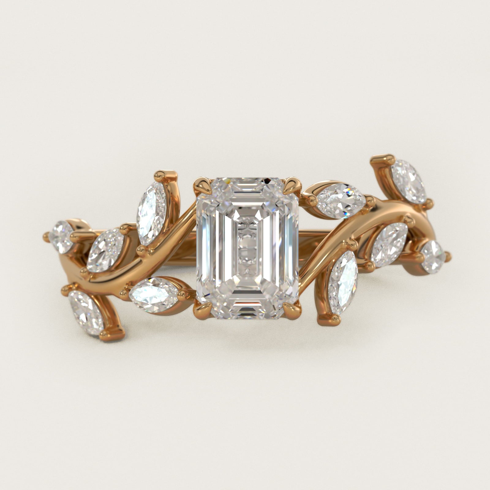 Floral Side Stone Diamond Engagement Ring In 18k Yellow Gold By James Allen - Emerald Center