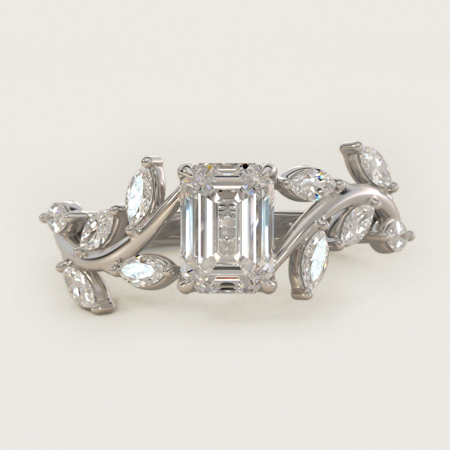 Floral Side Stone Diamond Engagement Ring In Platinum By James Allen - Emerald Center