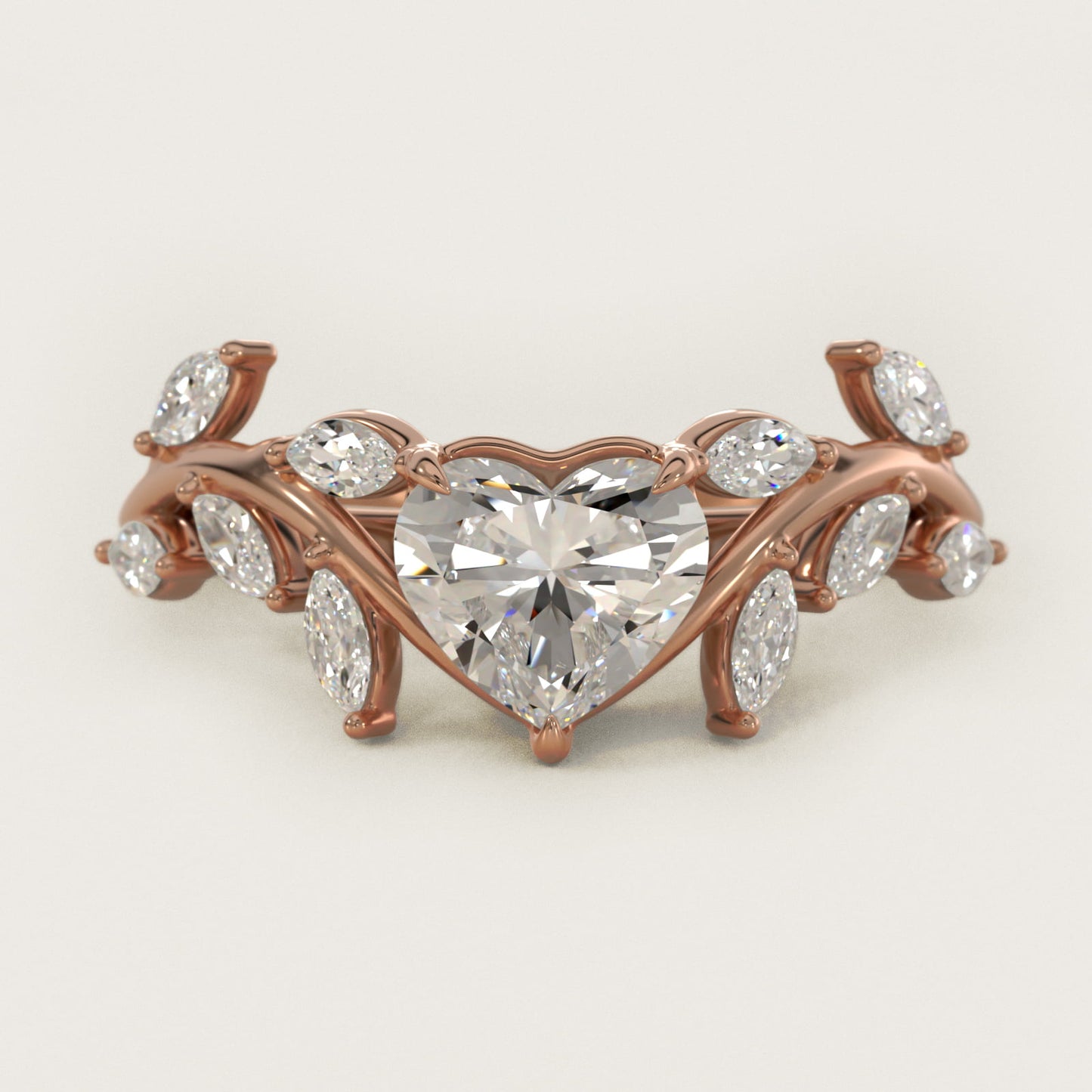 Floral Side Stone Diamond Engagement Ring In 18k Rose Gold By James Allen - Heart Center