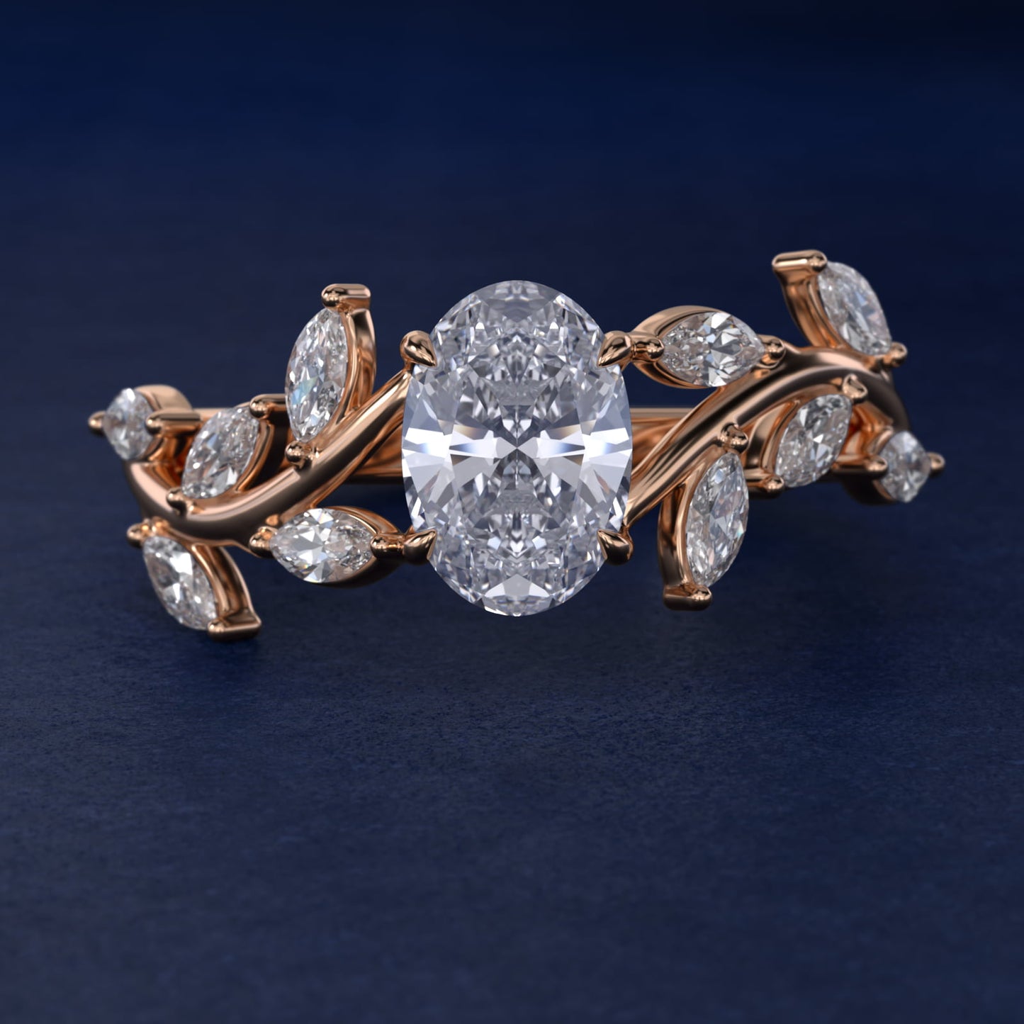 Floral Side Stone Diamond Engagement Ring In 18k Rose Gold By James Allen - Oval Center