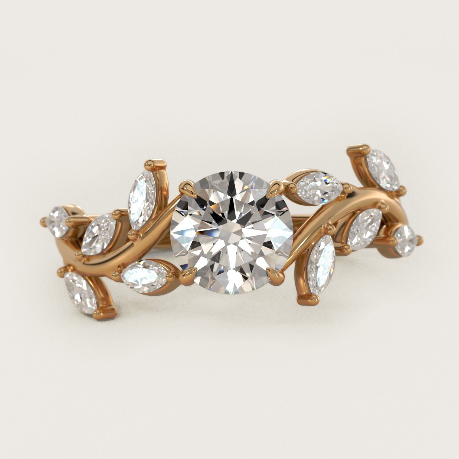 Floral Side Stone Diamond Engagement Ring In 18k Yellow Gold By James Allen - Round Center