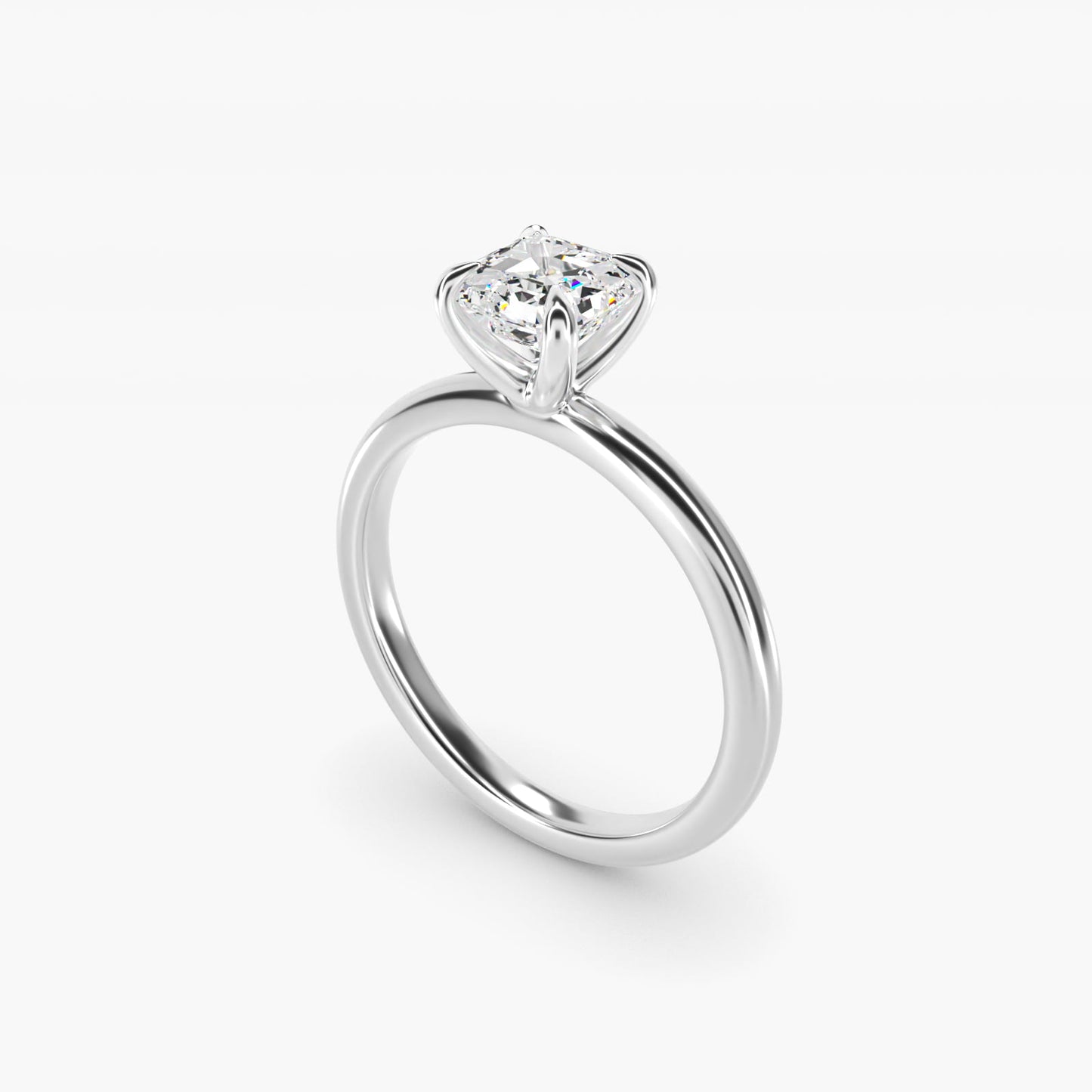Flush Fit Claw Prong Solitaire Engagement Ring In 18k White Gold By James Allen - Asscher Center