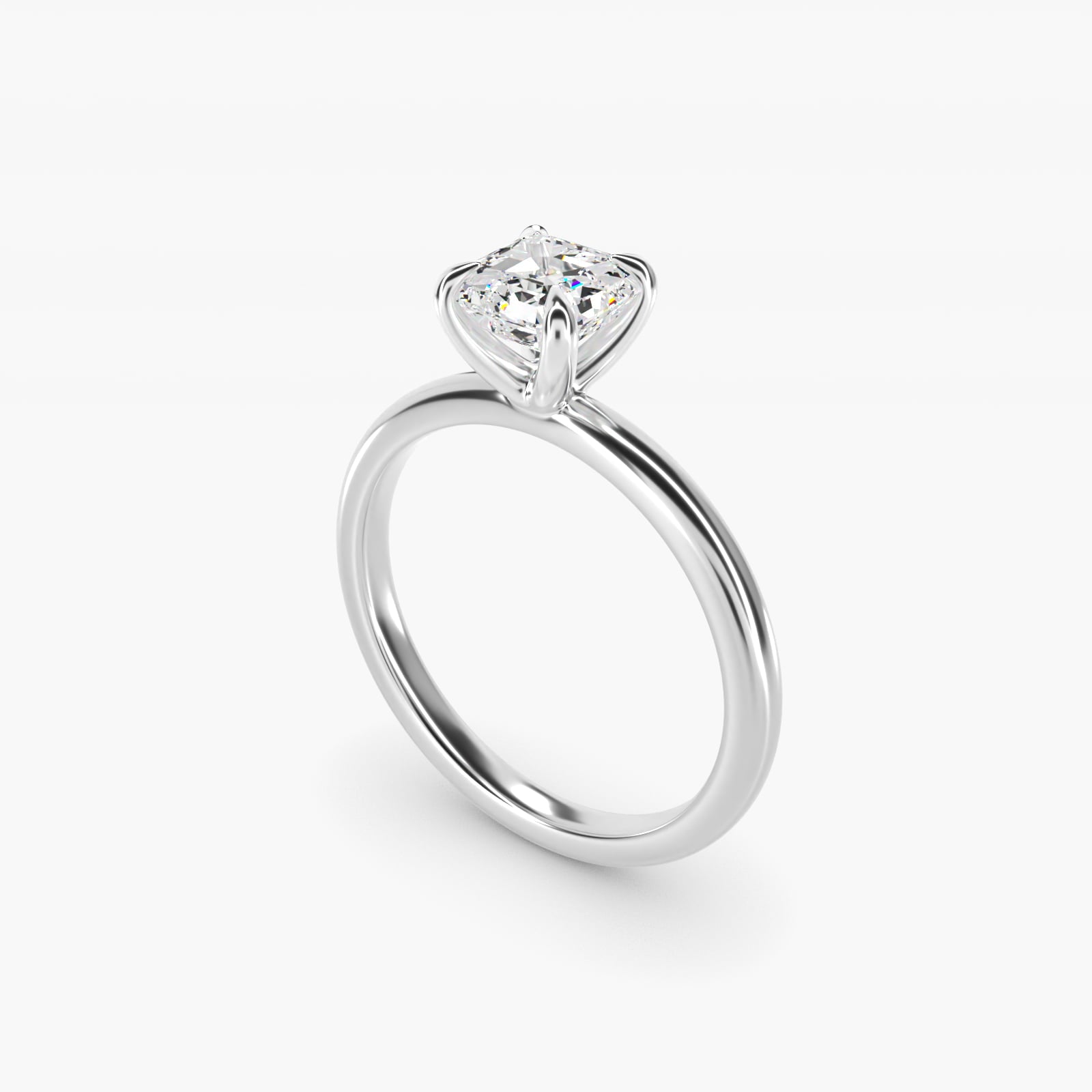 Flush Fit Claw Prong Solitaire Engagement Ring In 18k White Gold By James Allen - Asscher Center