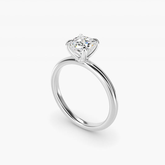 Flush Fit Claw Prong Solitaire Engagement Ring In 18k White Gold By James Allen - Asscher Center