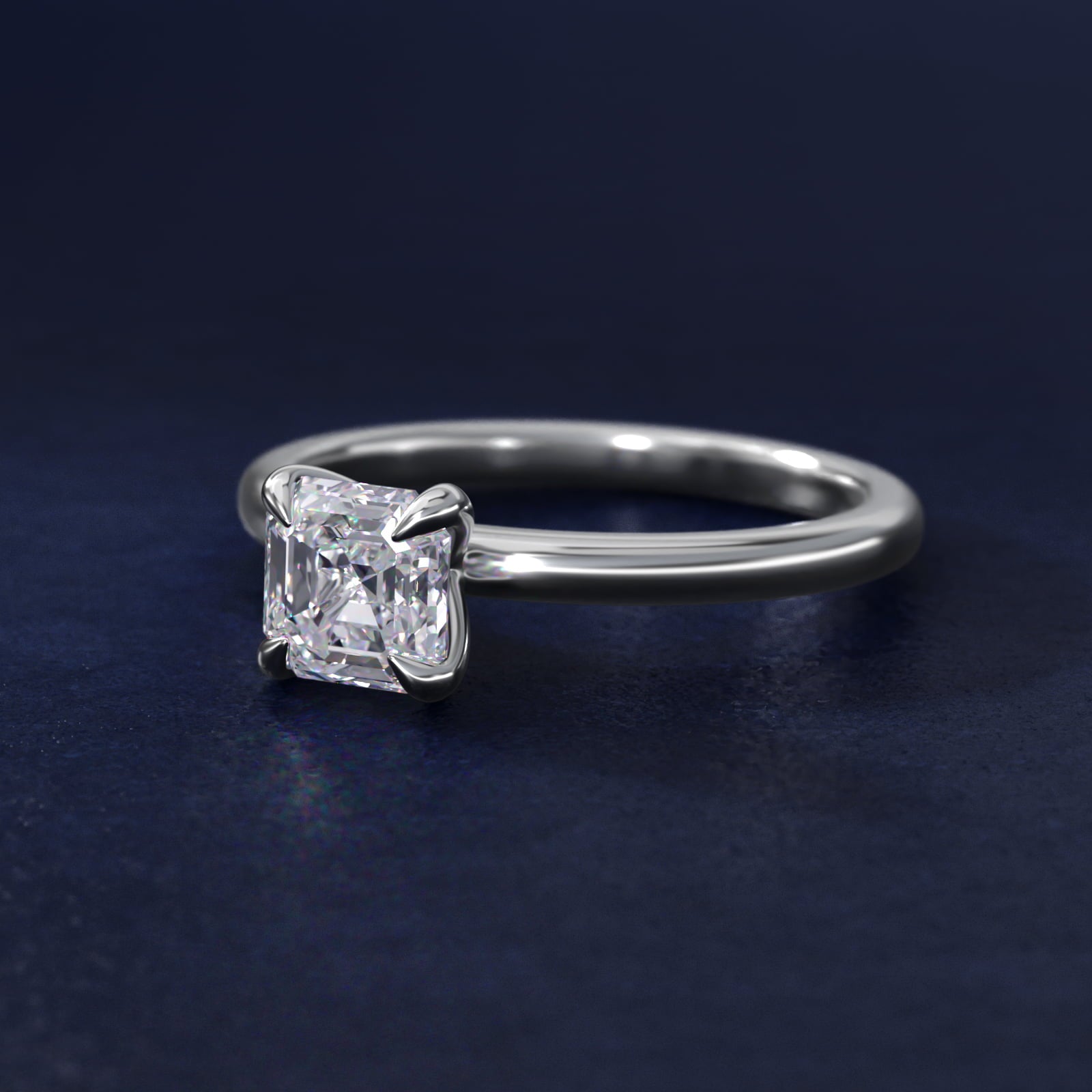 Flush Fit Claw Prong Solitaire Engagement Ring In 18k White Gold By James Allen - Asscher Center