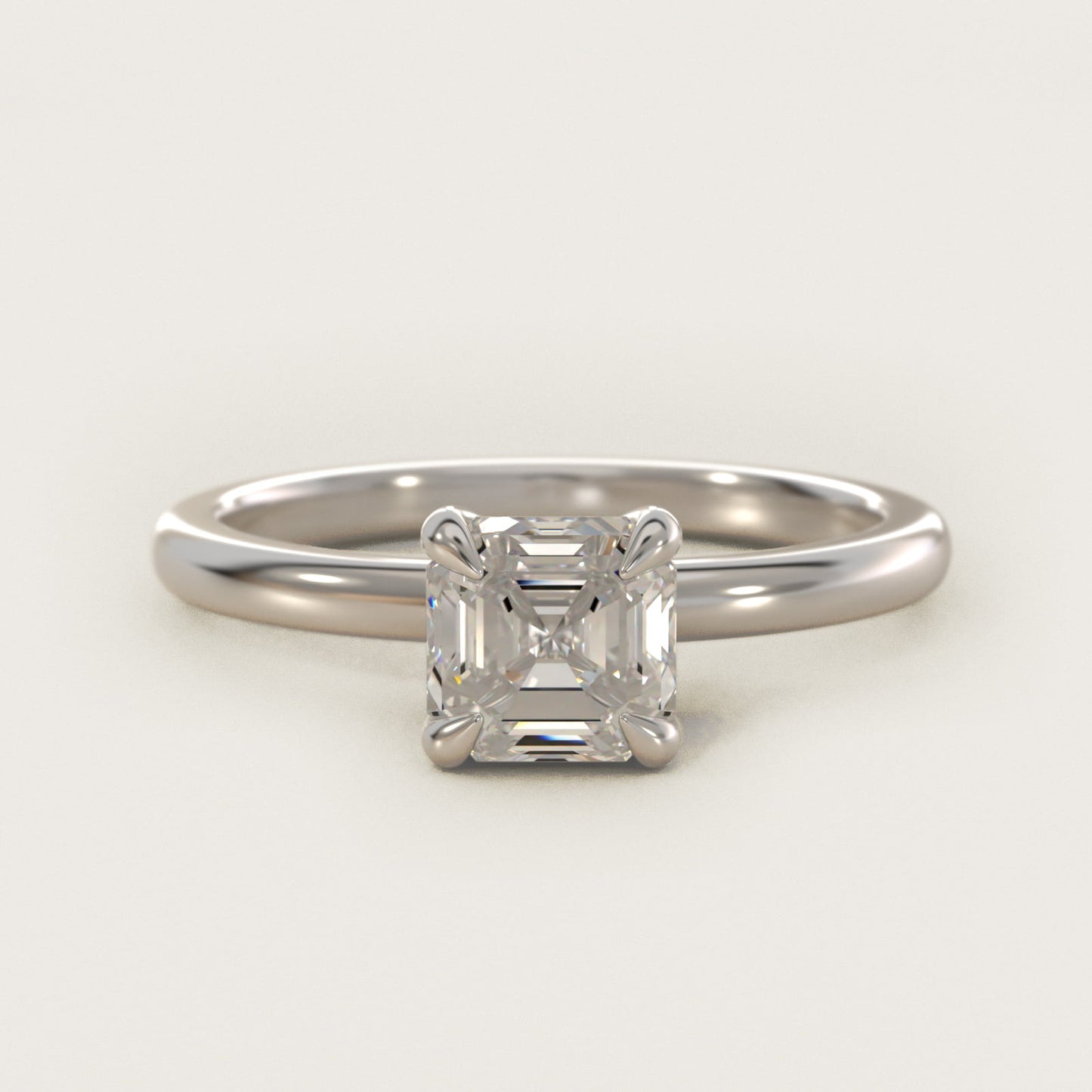 Flush Fit Claw Prong Solitaire Engagement Ring In 14K White Gold By James Allen - Asscher Center