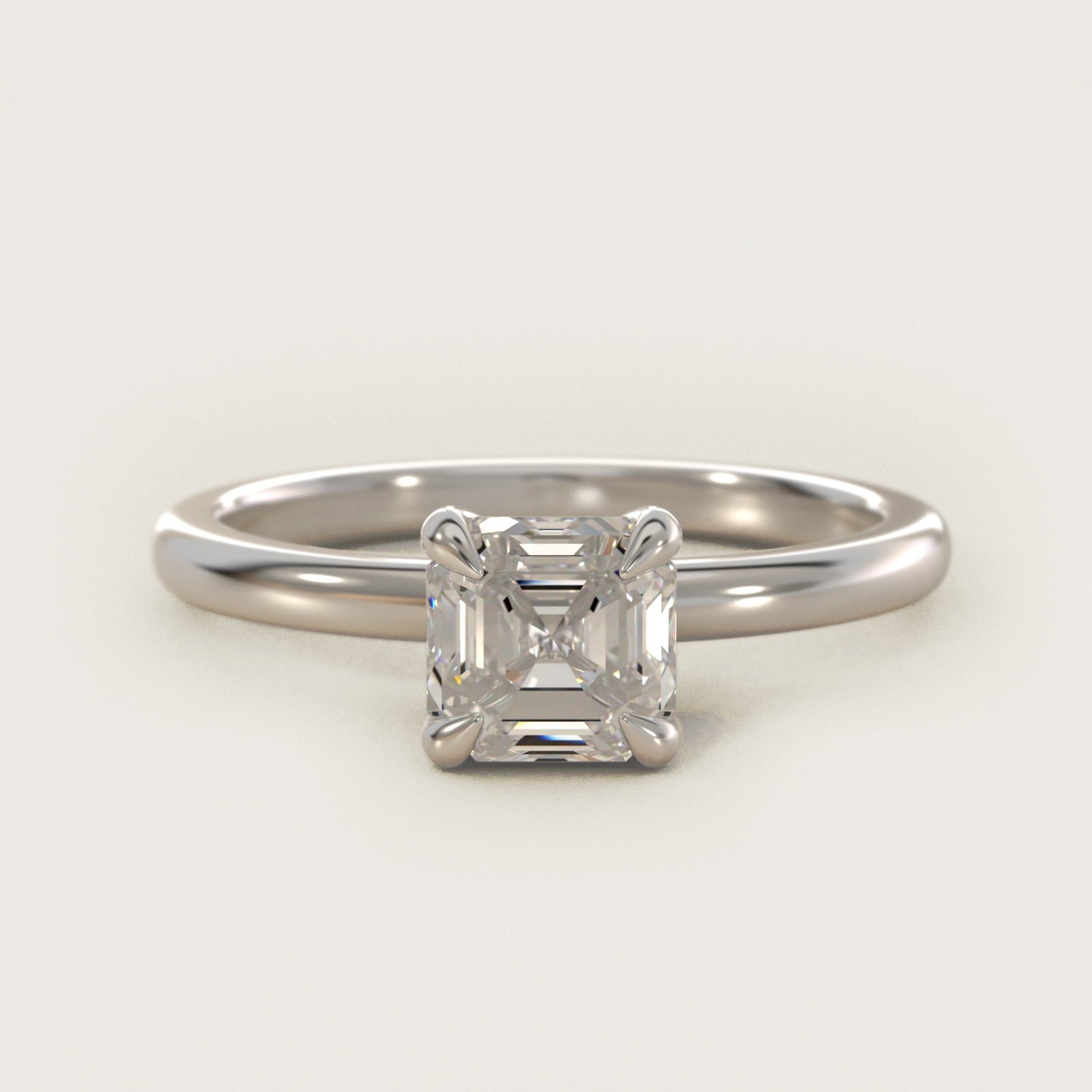 Flush Fit Claw Prong Solitaire Engagement Ring In 14K White Gold By James Allen - Asscher Center
