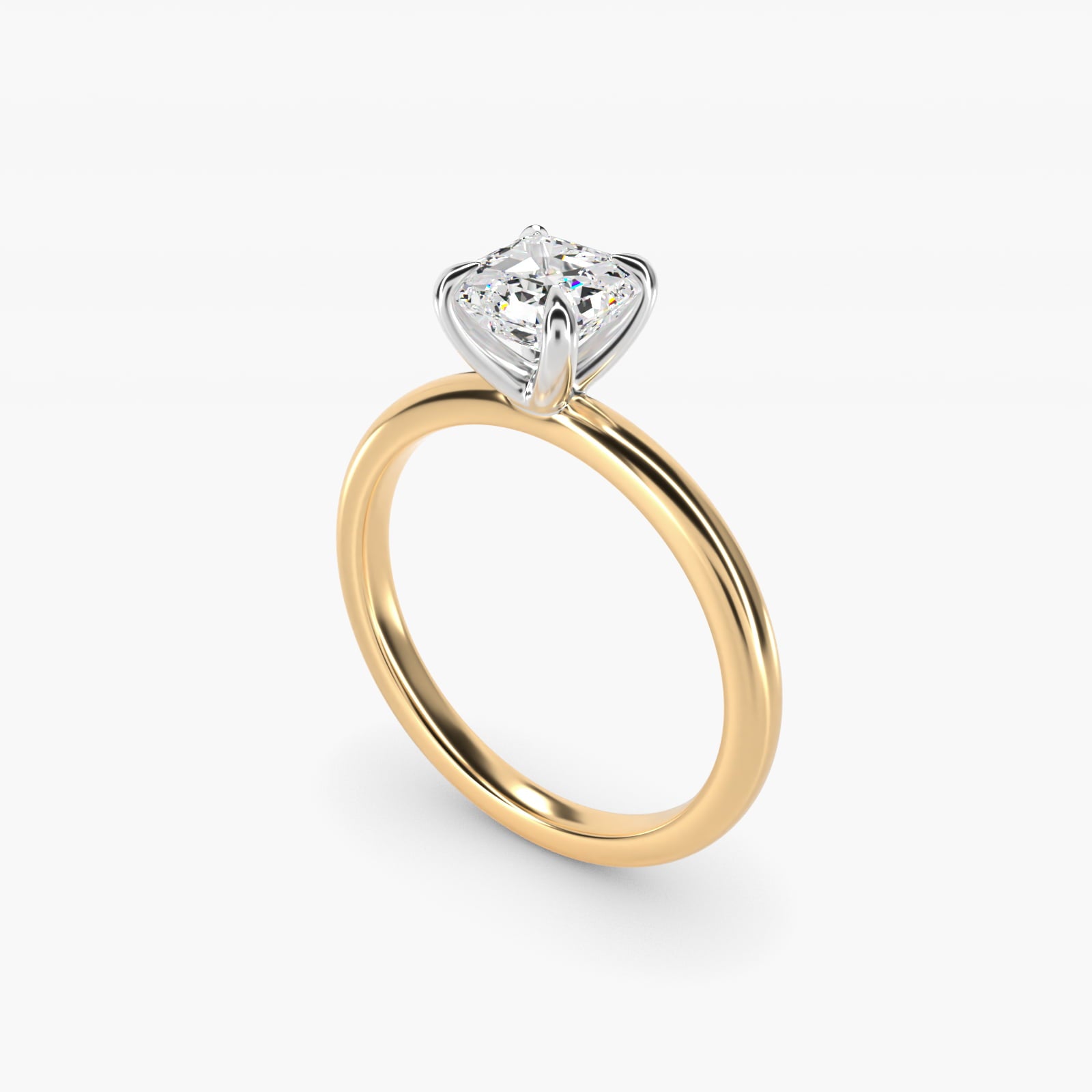 Flush Fit Claw Prong Solitaire Engagement Ring In 14K Yellow Gold By James Allen - Asscher Center