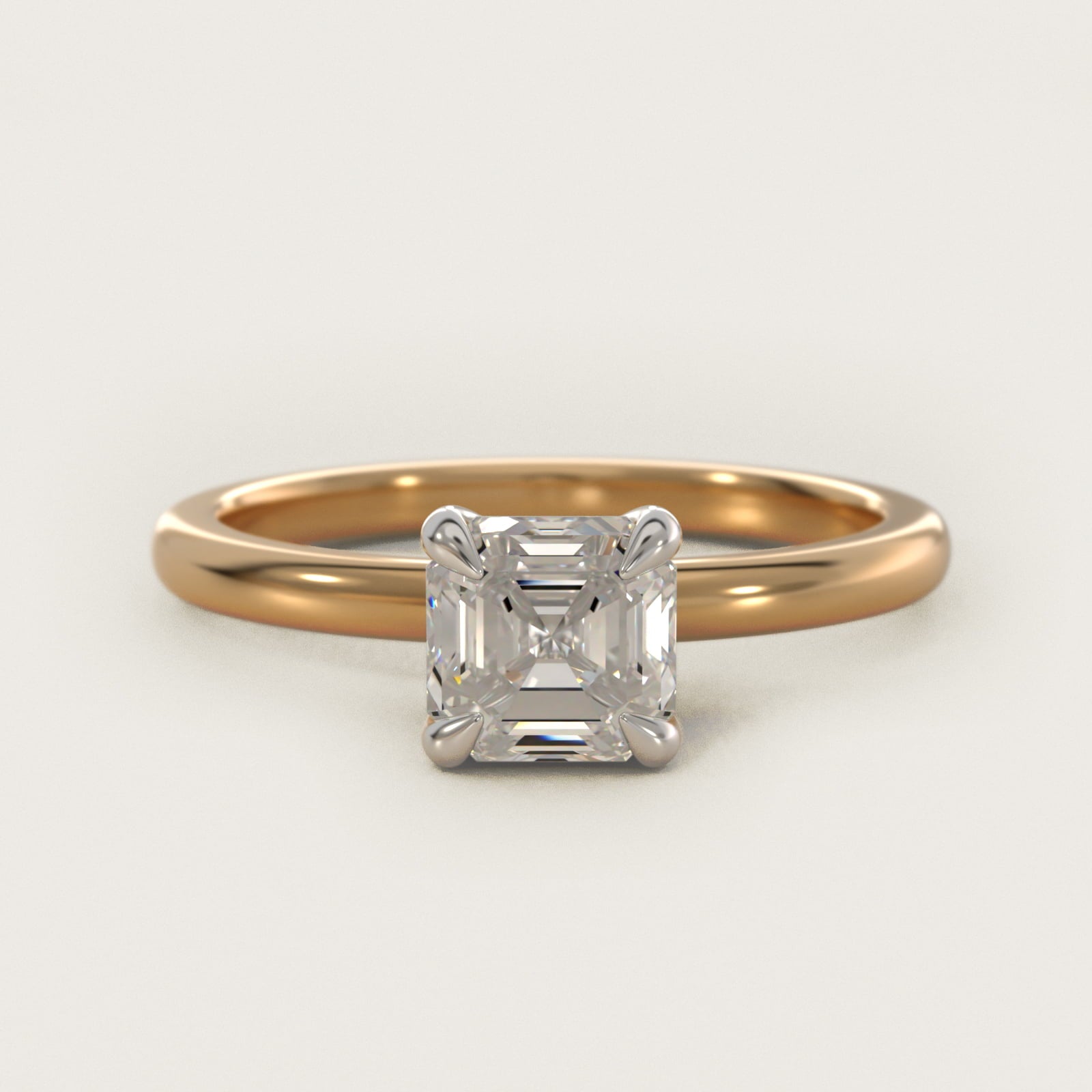 Flush Fit Claw Prong Solitaire Engagement Ring In 14K Yellow Gold By James Allen - Asscher Center