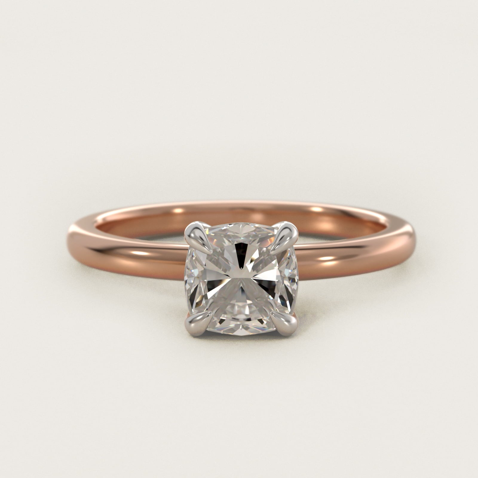 Flush Fit Claw Prong Solitaire Engagement Ring In 18k Rose Gold By James Allen - Cushion Center