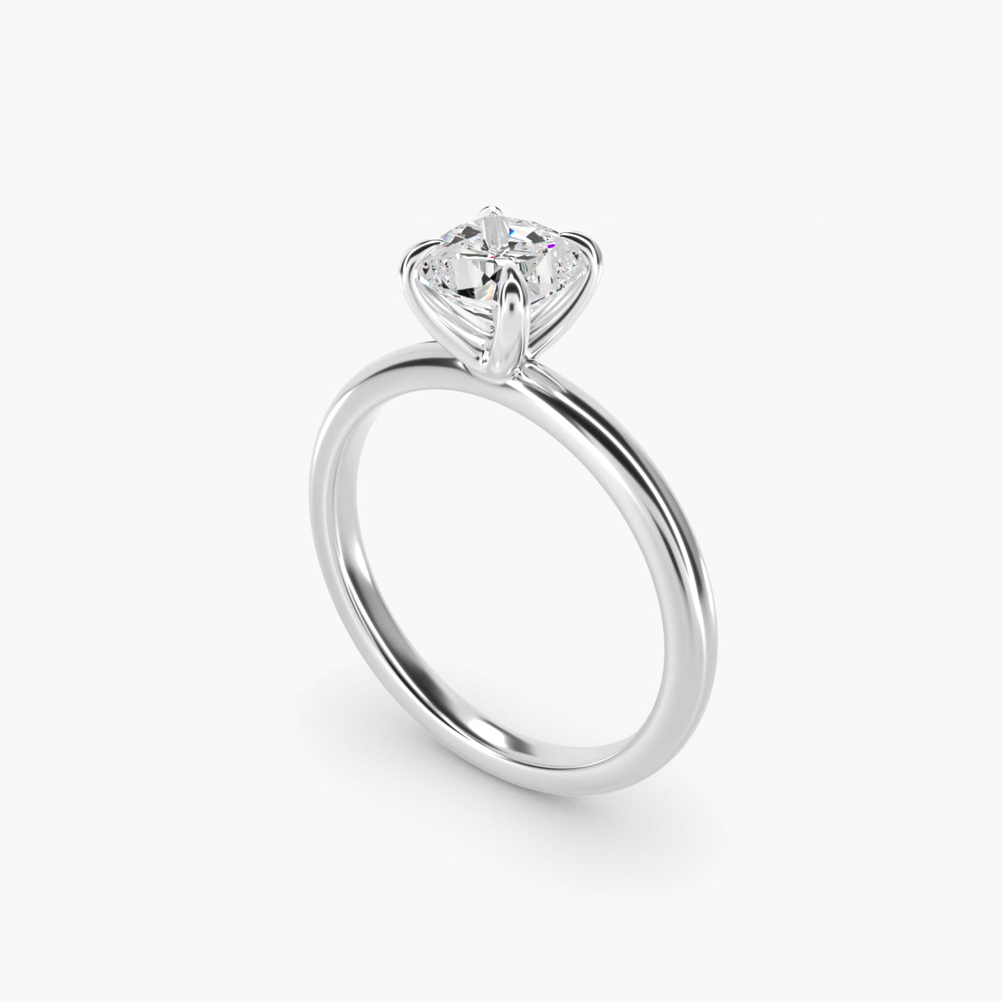 Flush Fit Claw Prong Solitaire Engagement Ring In 14K White Gold By James Allen - Cushion Center