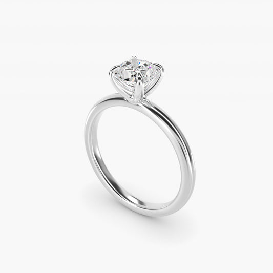 Flush Fit Claw Prong Solitaire Engagement Ring In 14K White Gold By James Allen - Cushion Center