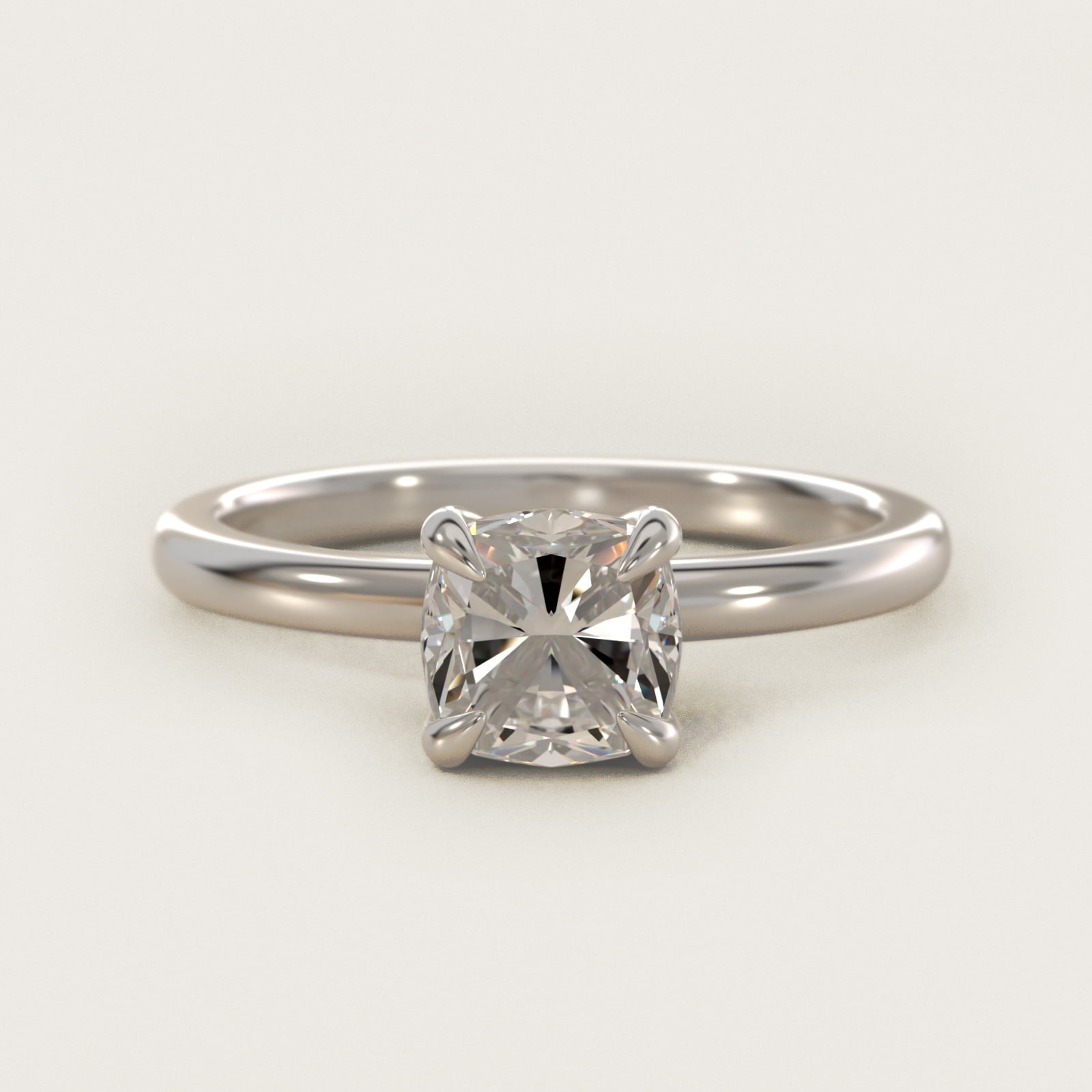 Flush Fit Claw Prong Solitaire Engagement Ring In 14K White Gold By James Allen - Cushion Center
