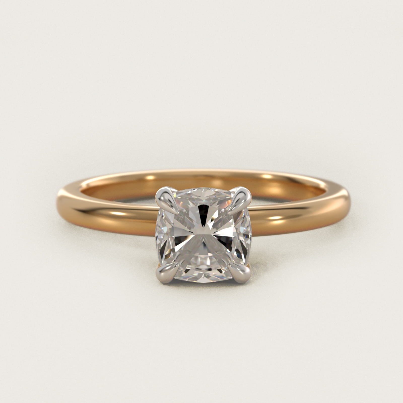 Flush Fit Claw Prong Solitaire Engagement Ring In 18k Yellow Gold By James Allen - Cushion Center