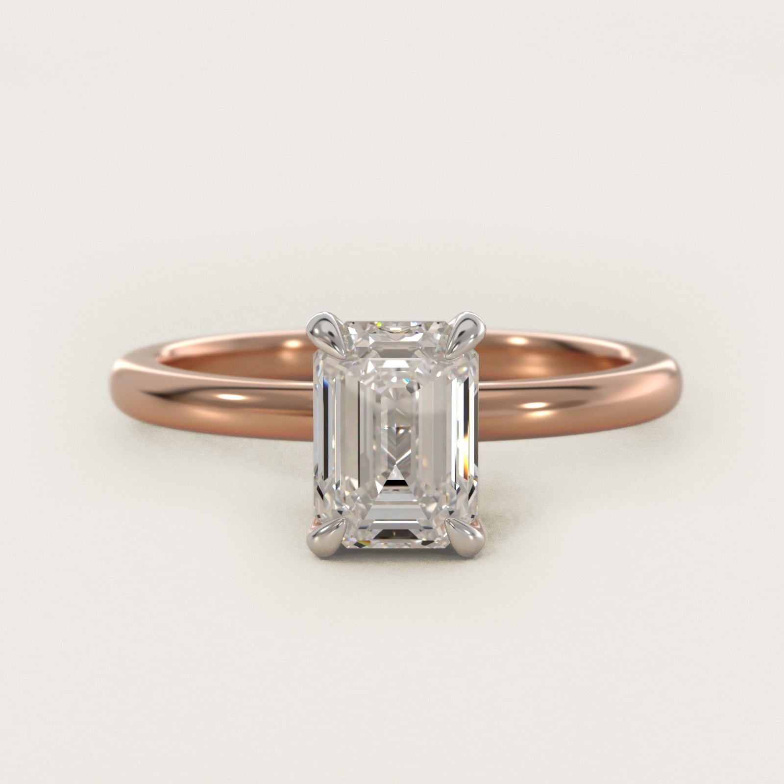 Flush Fit Claw Prong Solitaire Engagement Ring In 18k Rose Gold By James Allen - Emerald Center